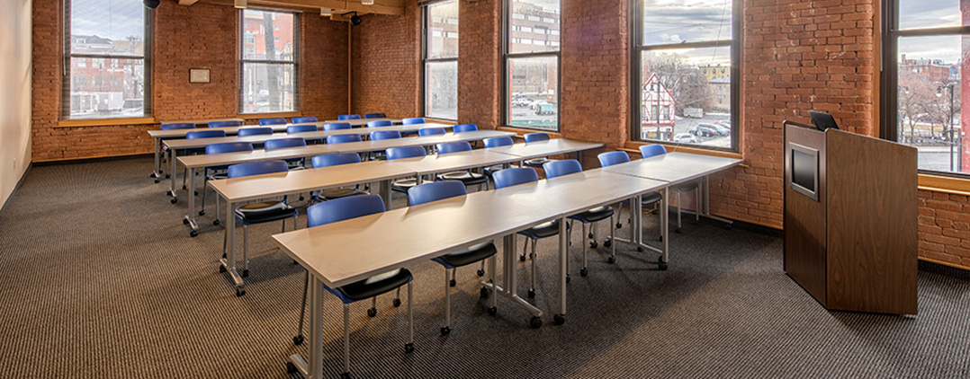 Helio Health Training Institute Tables and Chairs with Podium