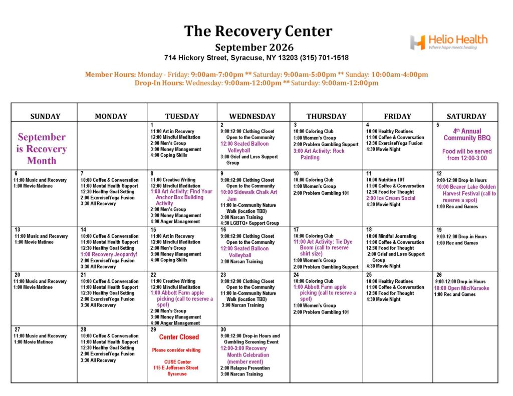 September 2026 Recovery Center
